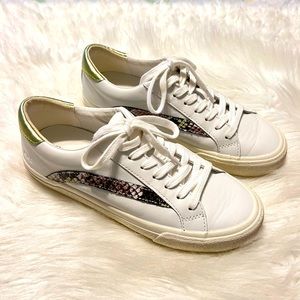 Madewell Leather Sidewalk Low Top Sneakers Lace Up Reptile Print Size 7M